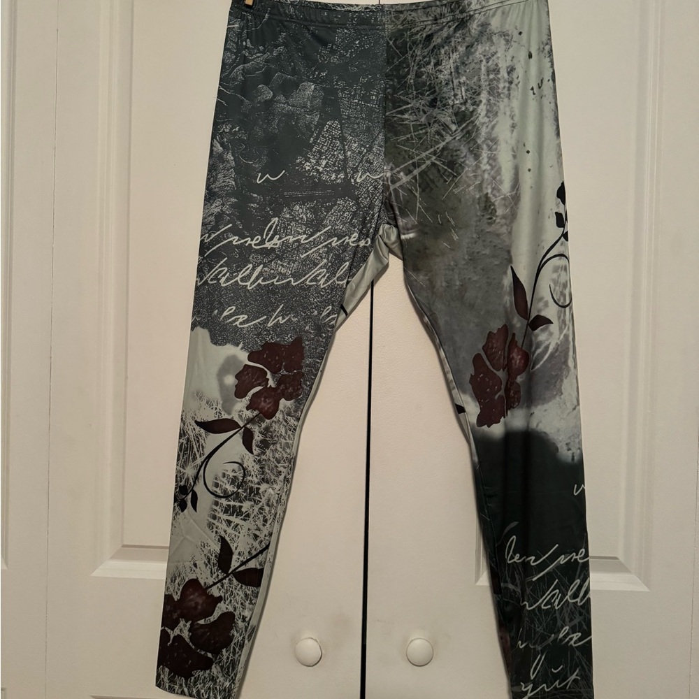 Chic Floral Letter Print Skinny Leggings